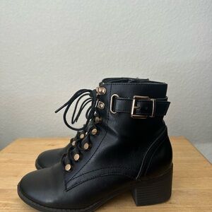 Charlotte Russe Black Ankle Boots with Gold Accents